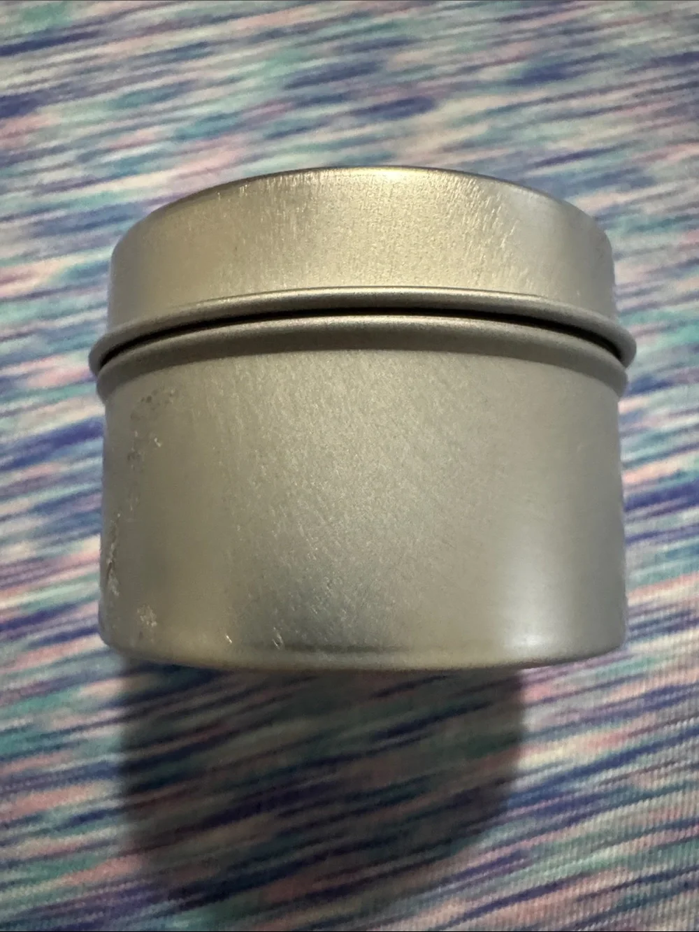 Small Silver Metal Tin Scented Candle with Lid & New born sticker